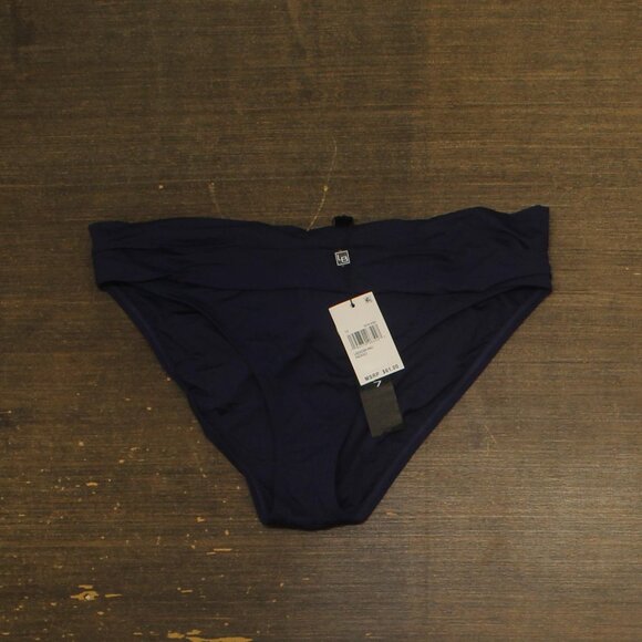 La Blanca Goddess Shirred Band Hipster Bikini Swimsuit Bottom Indigo Blue 12 - Picture 1 of 7